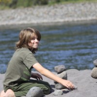 Everyone had fun at the Sandy River Spey Clave, including Jackson who built some cool rock towers on the beach!