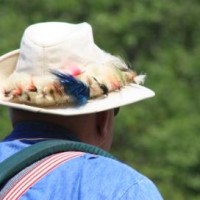 Colorful flys decorated Ed Meyer's hat.