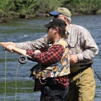 Nothwest Steelheader member Mike Sheilds receives careful instruction.