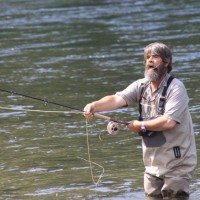 "I angle my cast down river," instructs John Hazel.