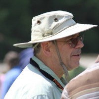 Fishing instructor and guide Ron Lauzon chats with friends.