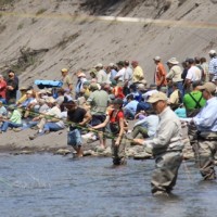 Perfecting the spey cast along the banks of the Sandy River.